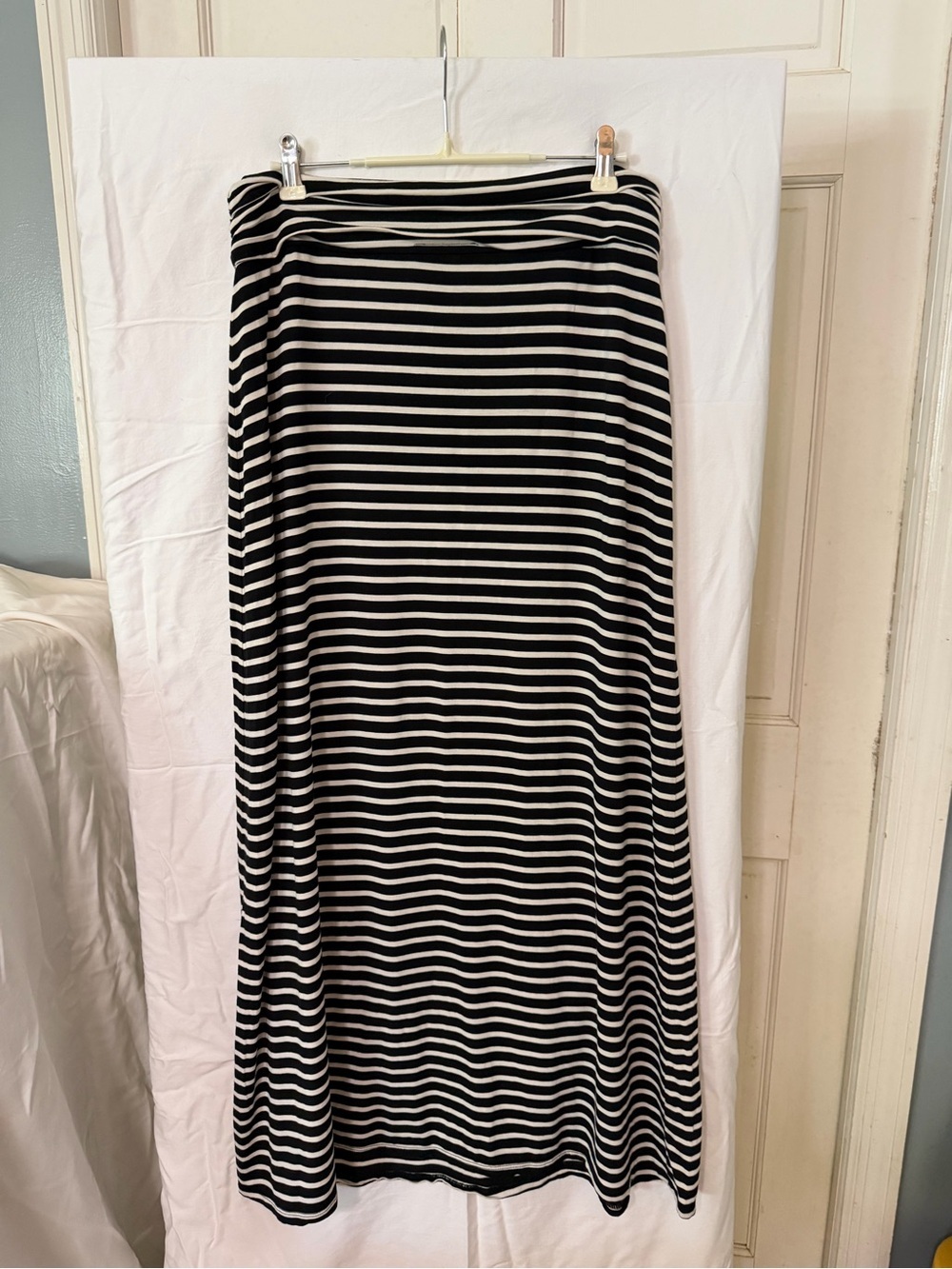 J. Crew Black and White Striped Maxi Skirt